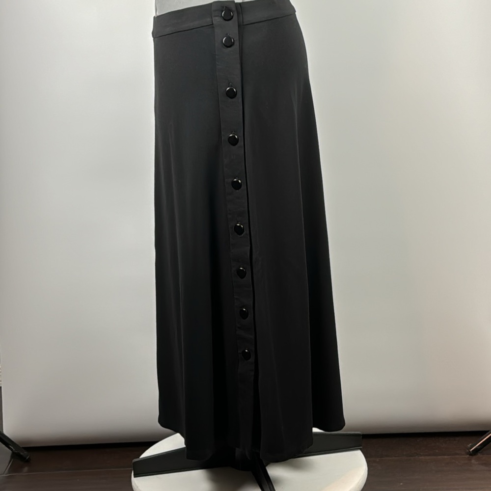 CHRISTOPHER & BANKS™️ Women's Size PL Black A-Line Midi Skirt With Side Buttons